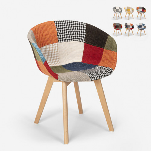 Chaises Ahd Amazing Home Design Chaise patchwork design nordique en bois et tissu pour cuisine bar restaurant Pigeon, Couleur: Patchwork 2