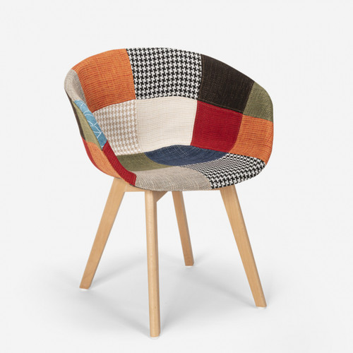 Ahd Amazing Home Design Chaise patchwork design nordique en bois et tissu pour cuisine bar restaurant Pigeon, Couleur: Patchwork 2