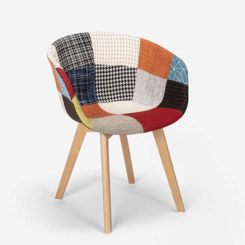 Ahd Amazing Home Design Chaise patchwork design nordique en bois et tissu pour cuisine bar restaurant Pigeon, Couleur: Patchwork 7