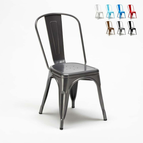 Ahd Amazing Home Design - Chaise Tolix industrielle en acier et métal pour cuisine et bars Steel One, Couleur: Gris Ahd Amazing Home Design  - Chaises