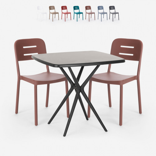 Ahd Amazing Home Design - Ensemble 2 Chaises Design Moderne Table Carrée Noire 70x70cm Larum Dark, Couleur: Marron Ahd Amazing Home Design  - Tables à manger