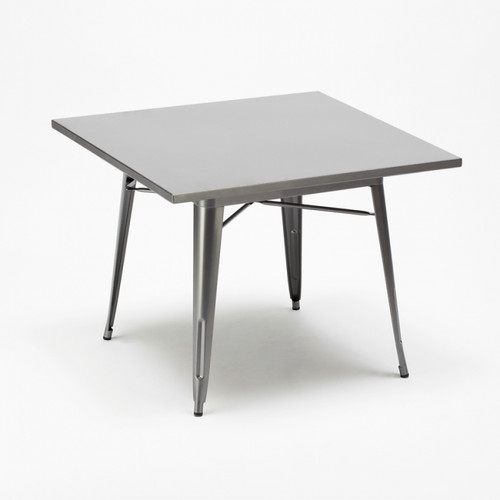 Tables à manger Ensemble 4 Chaises Table Carrée 80x80cm Tolix Design Industriel Wrench, Couleur: Blanc