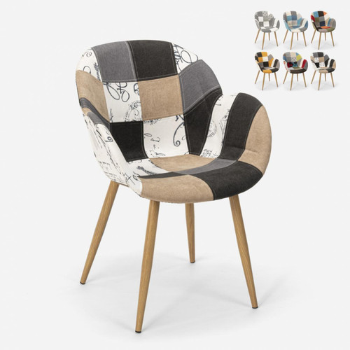 Ahd Amazing Home Design - Chaise de cuisine salon design nordique patchwork Finch, Couleur: Patchwork 4 - Chaises