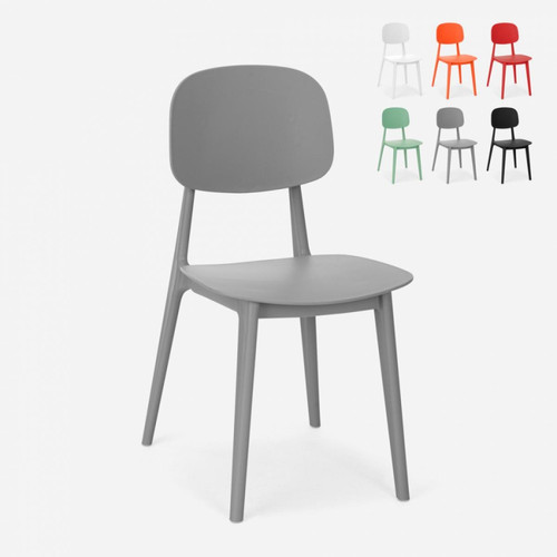 Ahd Amazing Home Design - Chaise en polypropylène au design moderne pour cuisine, jardin, bar, restaurant Geer, Couleur: Gris - Chaises