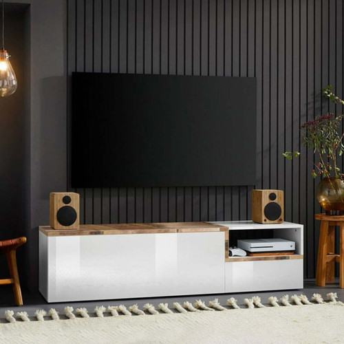 Ahd Amazing Home Design - Meuble TV 160cm 2 Portes 1 Compartiment Design Salon Zet Kiwey Acero M Ahd Amazing Home Design  - Meubles TV, Hi-Fi