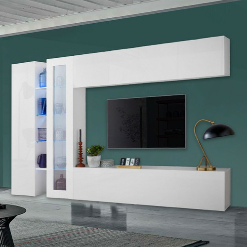 Ahd Amazing Home Design - Meuble TV blanc de salon armoire et vitrine Joy Duet Ahd Amazing Home Design - Maison Jaune