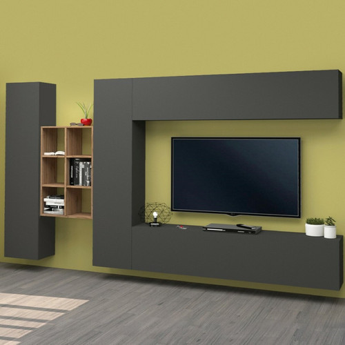 Meubles TV, Hi-Fi Ahd Amazing Home Design Meuble TV suspendu bibliothèque 2 armoires colonne Sid RT