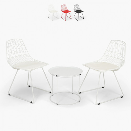 Ahd Amazing Home Design - Set table et 2 chaises pour bar de jardin intérieur et extérieur Etzy, Couleur: Blanc Ahd Amazing Home Design  - Ensemble table et chaise d interieur