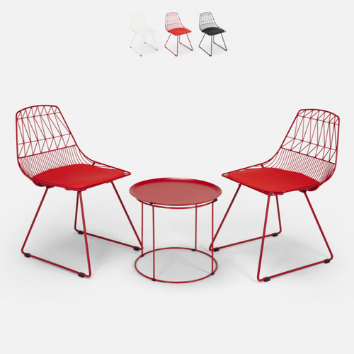 Ahd Amazing Home Design - Set table et 2 chaises pour bar de jardin intérieur et extérieur Etzy, Couleur: Rouge Ahd Amazing Home Design  - Mobilier de jardin