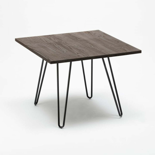 Tables à manger Ensemble table et chaises métal et bois au style industriel Tolix Pigalle, Couleur: Gris