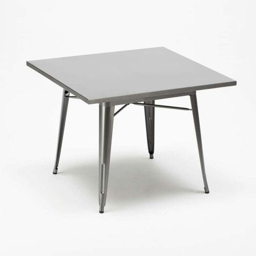 Tables à manger Ensemble Industriel Table Cuisine Acier 80x80cm 4 Chaises Tolix Century, Couleur: Turquoise