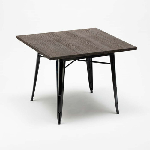Tables à manger Ensemble Table 80x80cm 4 Chaises Design Industriel Style Tolix Cuisine Bar Hustle Black, Couleur: Turquoise