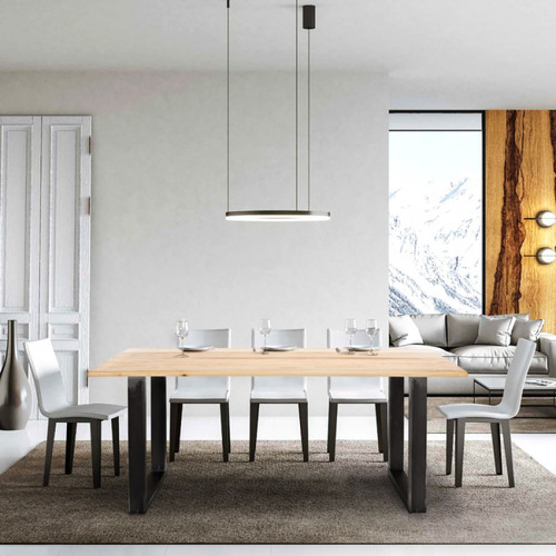 Ahd Amazing Home Design - Table à manger en bois pieds fer industriels 180x80 cm Rajasthan 180 | Couleur: Silver Ahd Amazing Home Design  - Table bois fer