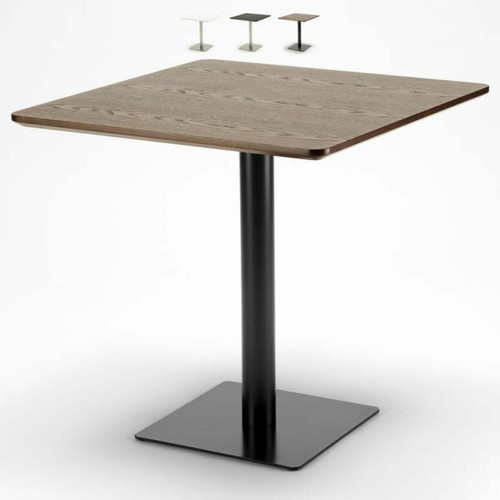 Ahd Amazing Home Design - Table basse carrée 90x90cm avec pied central pour bistro et bar Horeca, Couleur: Marron - Noir Ahd Amazing Home Design - Pied carre