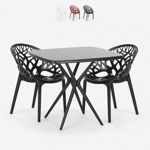 Ahd Amazing Home Design - Ensemble d'une table carré noir 70x70cm et 2 chaises design Moai Black, Couleur: Noir Ahd Amazing Home Design  - Table carree noire
