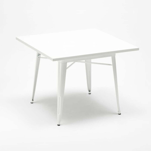Tables à manger Ensemble de table carrée et chaises en métal style Tolix au design industriel Harlem, Couleur: Gris