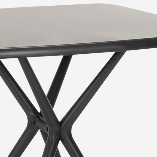 Tables à manger Ensemble Table Carrée 70x70cm Noire 2 Chaises Intérieur Extérieur Lavett Dark, Couleur: Blanc