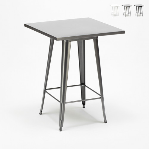 Ahd Amazing Home Design - Table haute pour tabourets Tolix acier et métal industriel 60x60 Nut, Couleur: Gris Ahd Amazing Home Design  - Tables à manger