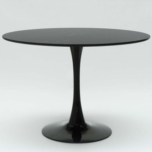 Ahd Amazing Home Design Table ronde 120cm salle à manger restaurant effet marbre Tulip Murmar 120 | Couleur: Noir
