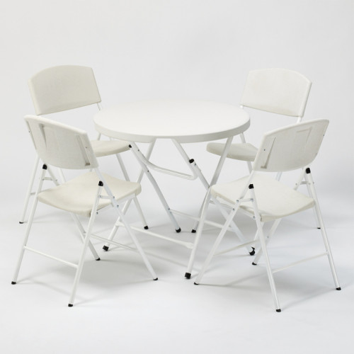 Ensembles tables et chaises Ahd Amazing Home Design Table ronde 80x80 et 4 chaises pliantes de camping et de jardin Temple