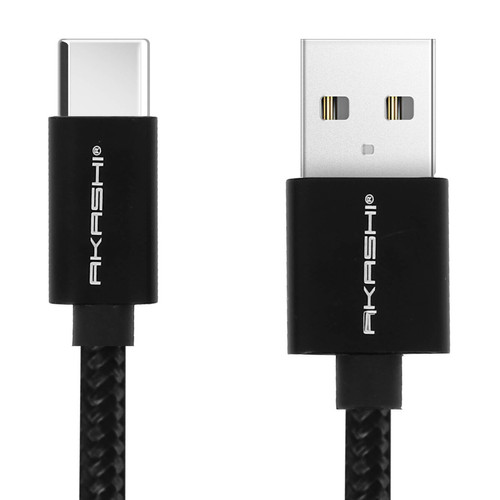 Akashi - Câble USB vers USB type C Nylon Ultra-résistant 1m - Akashi - Noir Akashi  - Câble USB-C Câble USB