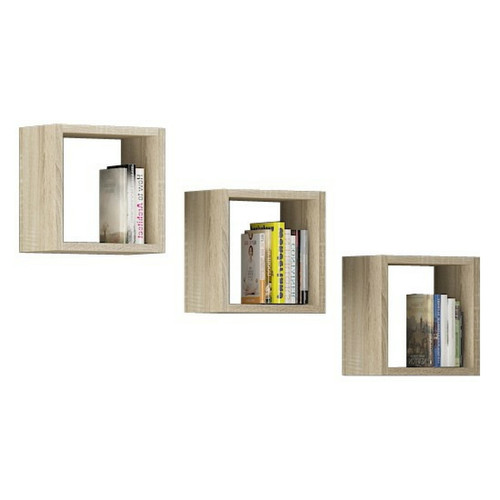 AKORD - Ensemble de 3 etagères carrées Chêne Sonoma 25x25x15 cm AKORD  - Etagere bibliotheque Etagères
