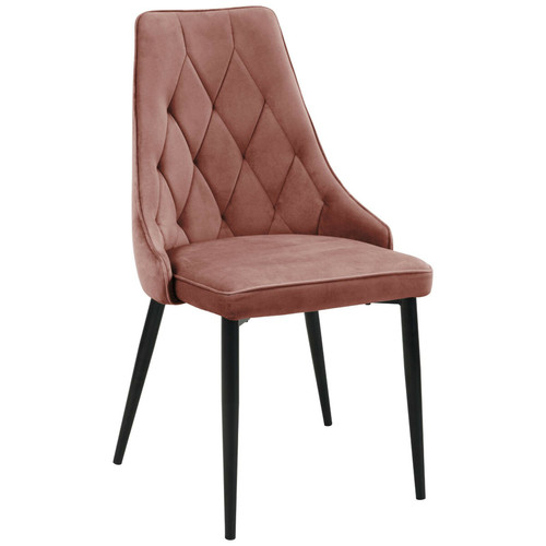 AKORD - 1 Pièce chaise matelassée de salle à manger en velours Rose AKORD  - Chaise écolier Chaises