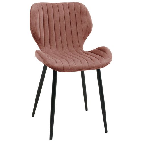 AKORD - 1 Pièce chaise matelassée de salle à manger en velours Rose AKORD  - Chaise matelassee