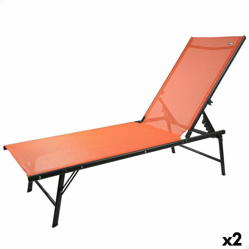 Aktive - Chaise longue inclinable Aktive Orange 180 x 35 x 49 cm (2 Unités) Aktive  - Transats, chaises longues