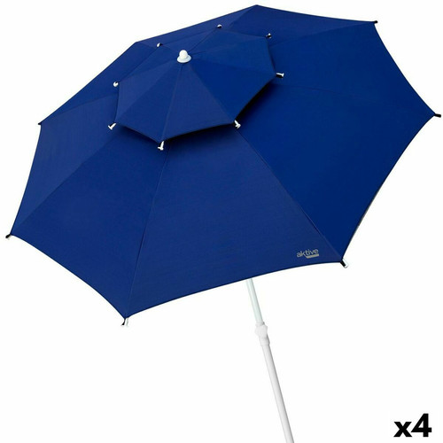 Aktive - Parasol Aktive 280 x 260 x 280 cm Fibre de Verre Bleu Métal (4 Unités) Aktive  - Parasols
