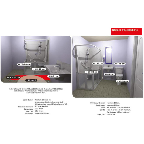 Cabine de douche AKW - Sèche mains électrique en ABS 2300W (accessibilité PMR)