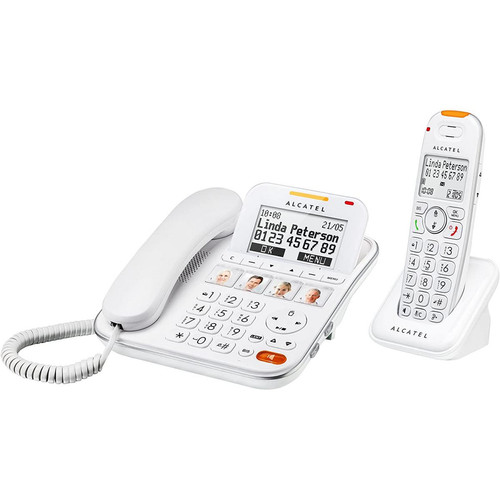 Alcatel - Combo telephone filaire avec répondeur et grand écran Blanc - Téléphone fixe Pack reprise