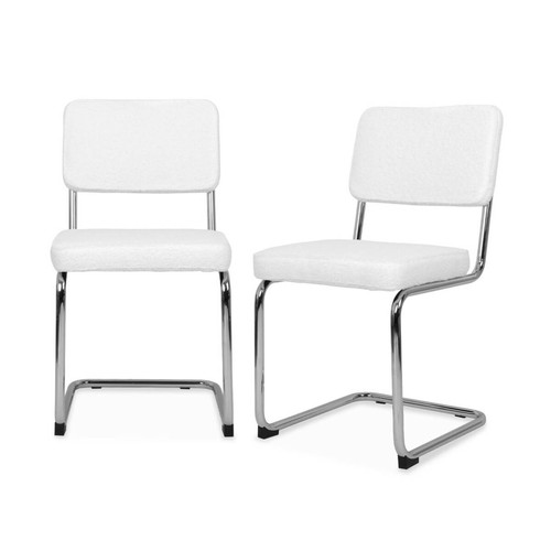 sweeek - 2 chaises cantilever, à bouclettes crème  | sweeek sweeek  - Chaise écolier Chaises