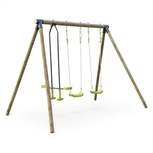 Alice'S Garden - Aire de jeux NAROIT en bois avec 1 face à face et 2 balançoires - pin autoclave - Jeux d'enfants