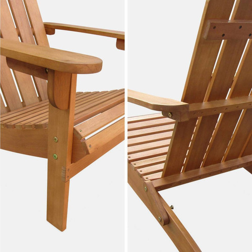 Ensembles canapés et fauteuils Fauteuil de jardin en bois Adirondack Salamanca eucalyptus , chaise de terrasse retro, siège de plage | sweeek