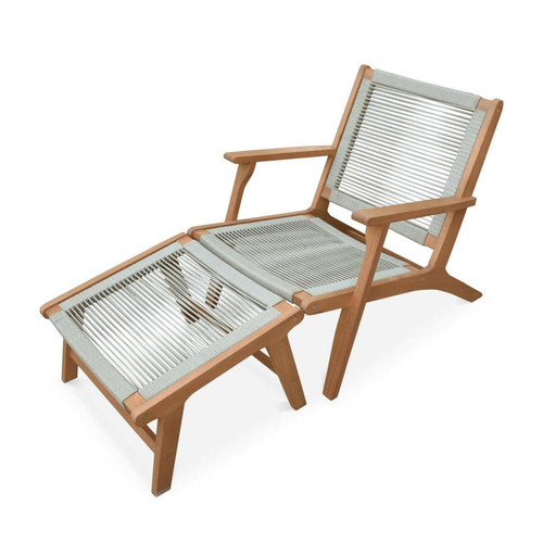 Ensembles canapés et fauteuils sweeek Fauteuil relax – CUZCO – Eucalyptus , Corde taupe, avec repose-pieds | sweeek