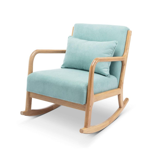 Fauteuils Alice'S Garden Fauteuil à bascule design en bois et tissu, 1 place, rocking chair scandinave