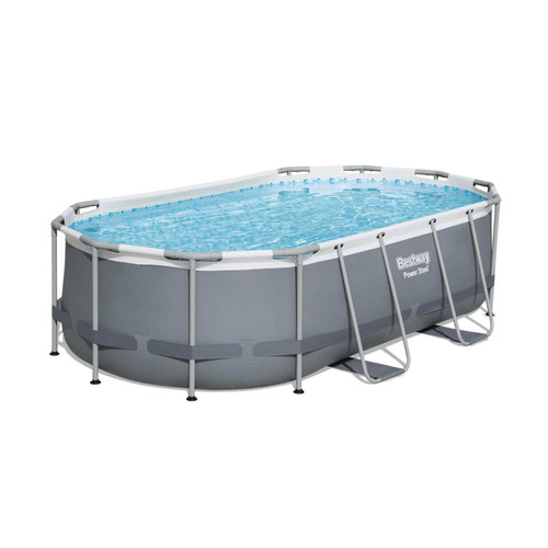 Alice'S Garden - Kit piscine complet BESTWAY – Spinelle grise – piscine ovale tubulaire 4x2 m et accessoires - Pompe piscine bestway