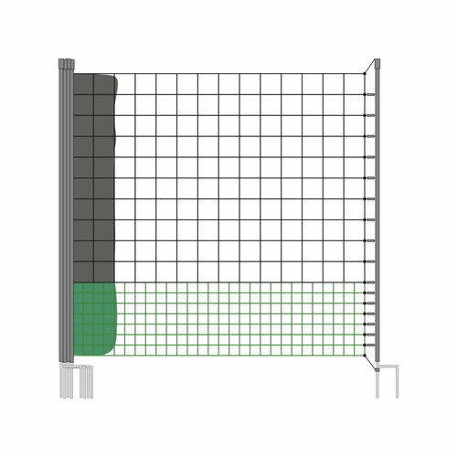 sweeek - Kit filet  clôtures pour poules 50m avec 14 piquets double pointes, modulable, porte d'accès, sardines incluses | sweeek sweeek  - Basse-cour