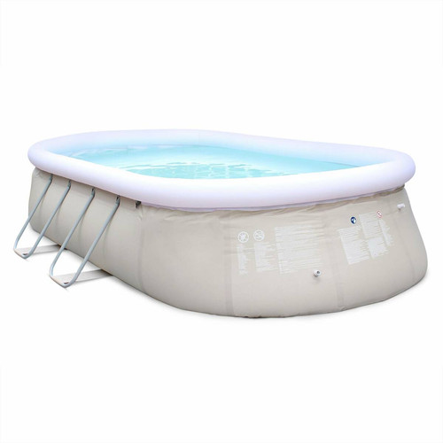 sweeek Kit piscine Onyx 5,4x3m gonflable grise, pompe de filtration, bâche de protection, tapis de sol et échelle | sweeek