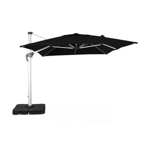 sweeek Parasol déporté haut de gamme 3x4m - PYLA Noir - Toile Sunbrella ®, structure aluminium, rotatif | sweeek
