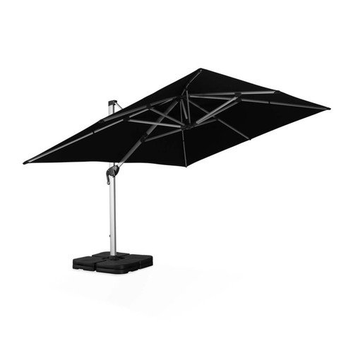 Parasols Parasol déporté haut de gamme 3x4m - PYLA Noir - Toile Sunbrella ®, structure aluminium, rotatif | sweeek