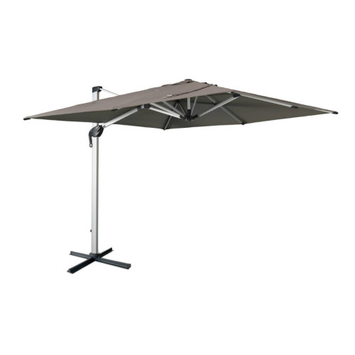 sweeek - Parasol déporté haut de gamme carré 3x3m - PYLA Taupe- Toile Sunbrella ®, structure en aluminium, rotatif | sweeek sweeek  - Rideau pour tonnelle 3x3