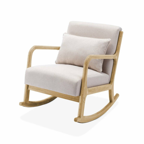 Alice'S Garden - Rocking chair design tissu beige et bois - Lorens Rocking Alice'S Garden   - Fauteuil à bascule Fauteuils