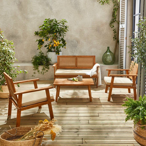 Ensembles canapés et fauteuils Salon de jardin 4 places + 1 table basse  | sweeek