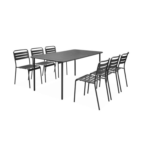 Ensembles canapés et fauteuils Table de jardin métal 6-8 places, anthracite  | sweeek