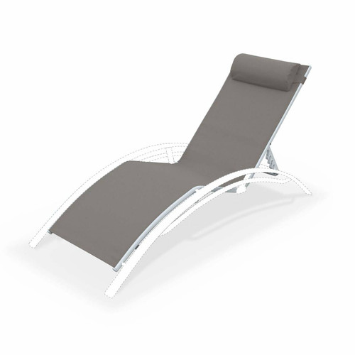 Alice'S Garden - Toile de remplacement pour bain de soleil LOUISA, en aluminium et textilène, avec têtière - Taupe/blanc - Transats, chaises longues