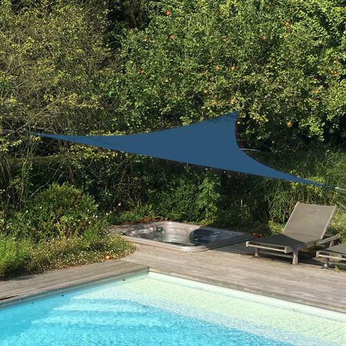 Alice'S Garden Voile d'ombrage triangulaire extensible EASYWIND 3,6 x 3,6 x 3,6m - Bleu - Anti UV UPF 50+