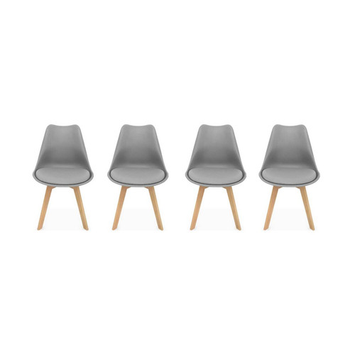 sweeek - Lot de 4 chaises scandinaves, Nils, pieds bois de hêtre, fauteuils 1 place  | sweeek sweeek  - Chaise scandinave Chaises