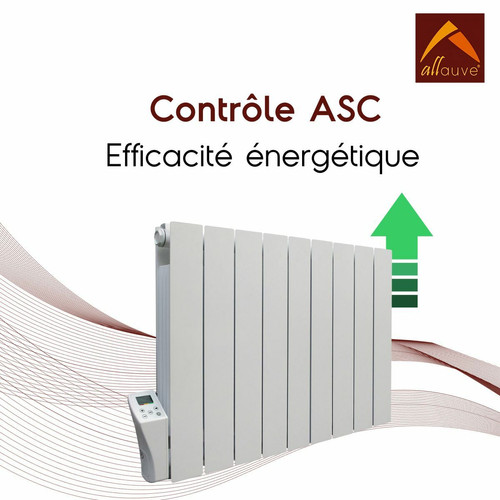 Allauve Radiateur 1500W - Inertie fluide - Fonction ASC - Programmable - Détecteur de fenêtre ouverte - Blanc - Adda Allauve